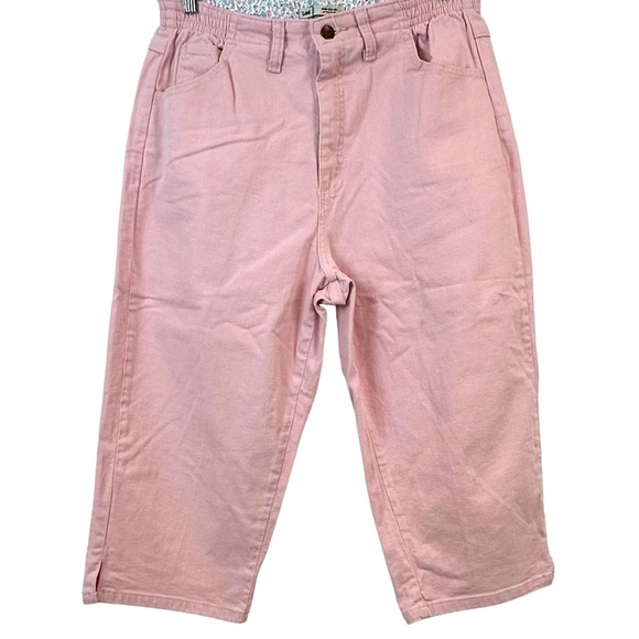 Vintage Pastel Pink Denim Boxy Crop Capri Petal Pusher Pants Size 12 Petite - Picture 1 of 5